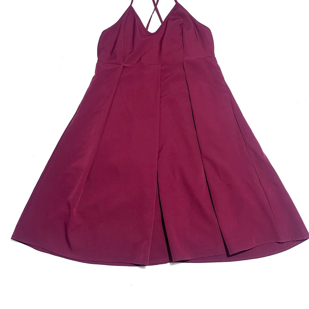 Women's Midi Dress with Strappy Back - Wine